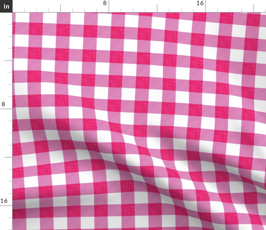 1" fuchsia linen buffalo check