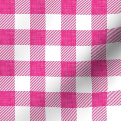 1" hot pink linen buffalo check