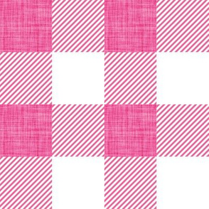 2" neon pink linen buffalo check