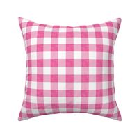 1" neon pink linen buffalo check