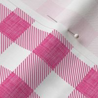 1" neon pink linen buffalo check