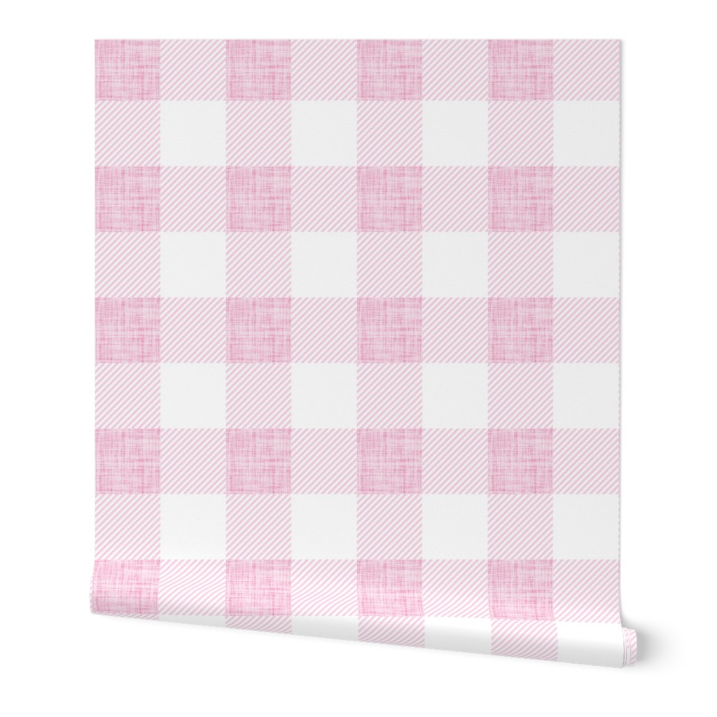 2" petal pink linen buffalo check