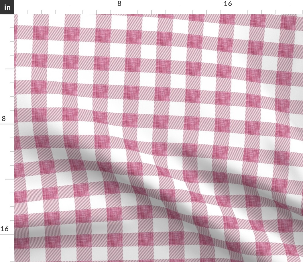 1" rose linen buffalo check