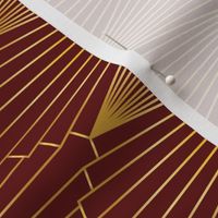 art deco fan gold on burgundy lampshade fabric