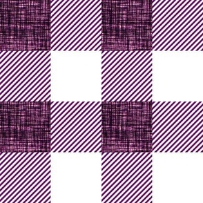 2" black purple linen buffalo check