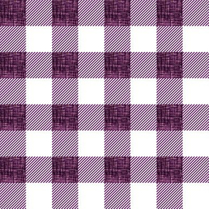 1" black purple linen buffalo check