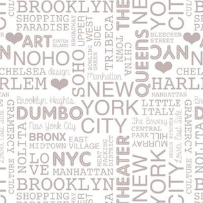 New York City pastel lovers typography pattern beige on white