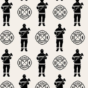 fire department - fire fighter - black on cream - LAD20