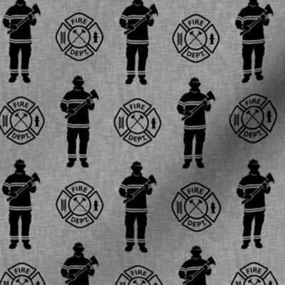 fire department - fire fighter - black on grey - LAD20