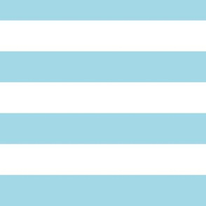 Large Arctic Blue Awning Stripe Pattern in Horizontal in White