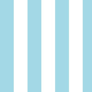 Large Arctic Blue Awning Stripe Pattern in Vertical in White