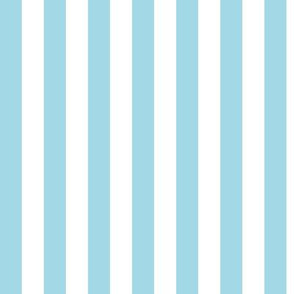Arctic Blue Awning Stripe Pattern in Vertical in White
