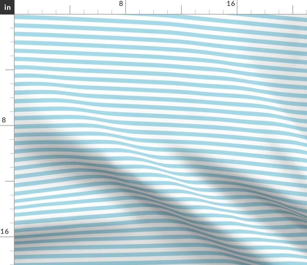 Arctic Blue Bengal Stripe Pattern in Horizontal in White