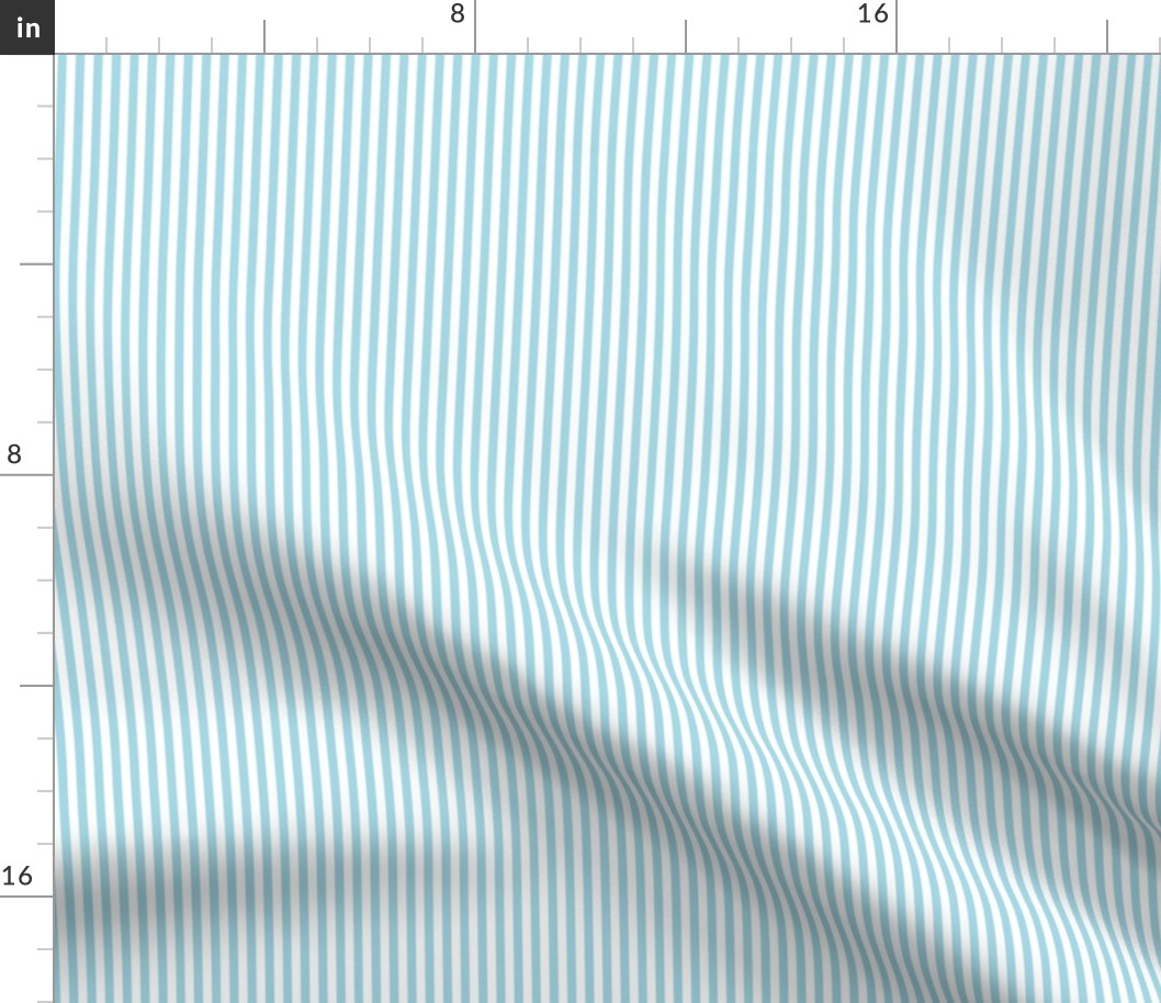 Small Arctic Blue Bengal Stripe Pattern in Vertical in White