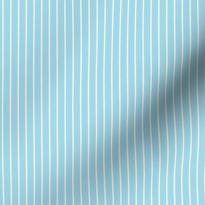 Small Arctic Blue Pin Stripe Pattern in Vertical in White