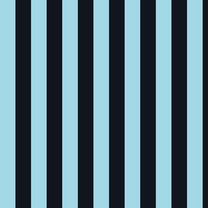 Arctic Blue Awning Stripe Pattern Vertical in Midnight Black