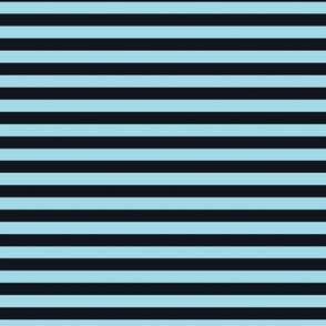Arctic Blue Bengal Stripe Pattern Horizontal in Midnight Black
