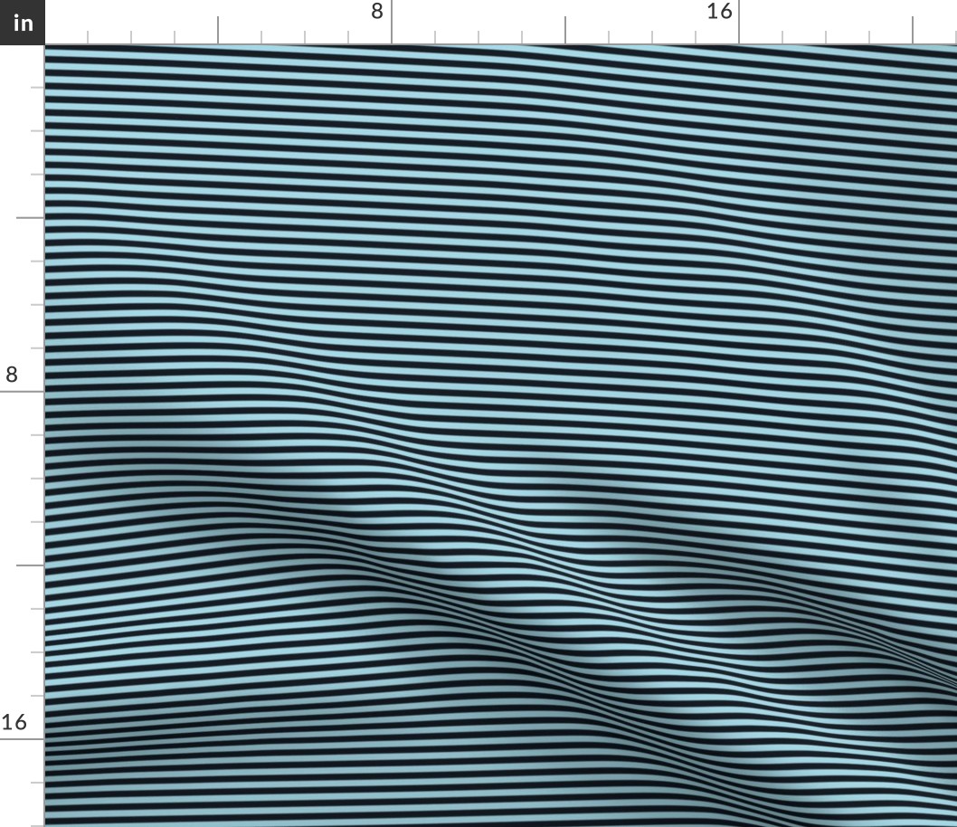 Small Arctic Blue Bengal Stripe Pattern Horizontal in Midnight Black