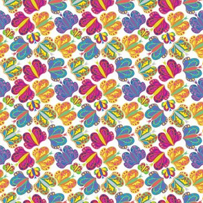 Colorful Fantasy Butterflies White Background