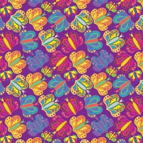 Colorful Fantasy Butterflies Purple Background