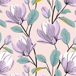 Pink and Purple Magnolia Floral 