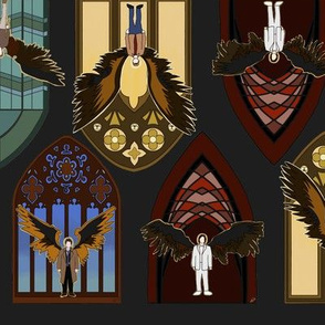 Stained Glass Angels- Gray