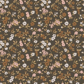 mini florals on dark brown