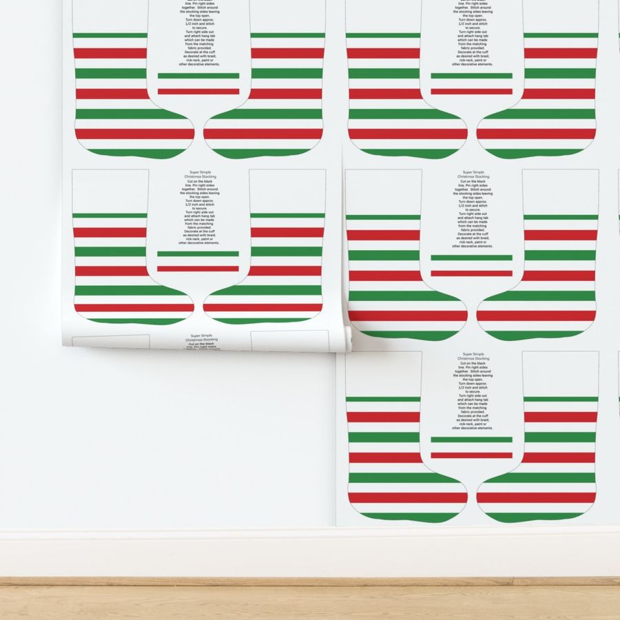 red, green white stripe cut and sew stocking