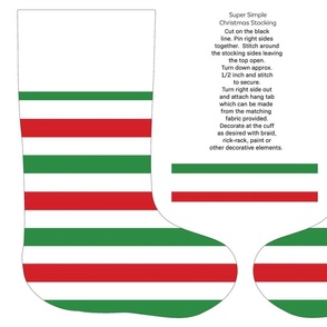 red, green white stripe cut and sew stocking