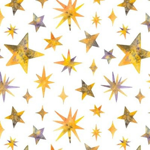 watercolor stars on white background