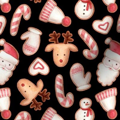 christmas gingerbreads on a black background