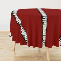 bookstore cats border print chestnut red