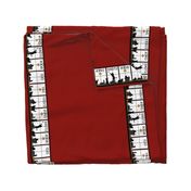 bookstore cats border print chestnut red