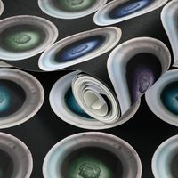 Watercolors in Ceramic Dishes on Black