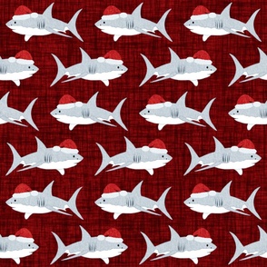 Shark Santa Red Fabric Look Background