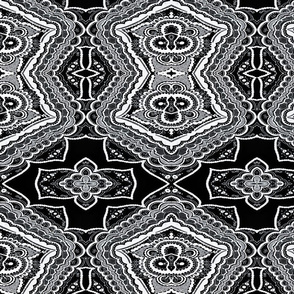 Damask Nouveau Black and White