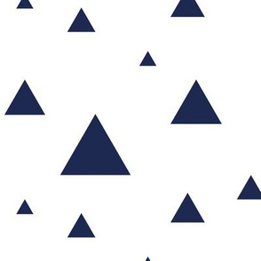 Scattered Triangles Navy on White Large