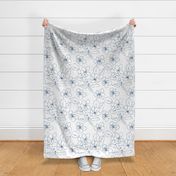  Delicate Flower Petals, Lighter Navy Drawing on White