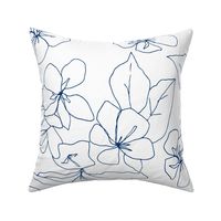  Delicate Flower Petals, Lighter Navy Drawing on White