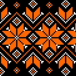 Wellspring - Star Alatyr - Ethno Ukrainian Traditional Pattern - Slavic Symbol - Large Scale Orange Black Brown