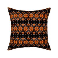 Wellspring - Star Alatyr - Ethno Ukrainian Traditional Pattern - Slavic Symbol - Middle Scale Orange Black Brown