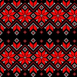 Wellspring - Star Alatyr - Ethno Ukrainian Traditional Pattern - Slavic Symbol - Middle Scale Red Black 