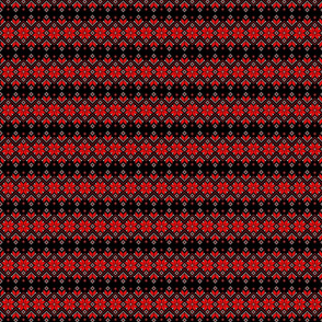 Wellspring - Star Alatyr - Ethno Ukrainian Traditional Pattern - Slavic Symbol - 2 Smaller Scale Red Black 