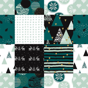 Christmas Cheater Quilt teal