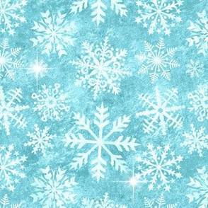 Turquoise White Snowflakes