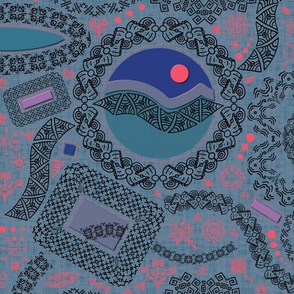 Ornamental Composition (Dark Pastel Blue)