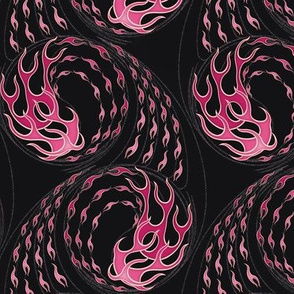 ★ HOT ROD / ROLLER DERBY FLAMES ★ Pink, Black - Small Scale / Collection : On fire -Burning Prints