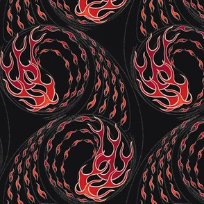 ★ HOT ROD FLAMES ★ Red, Black - Small Scale / Collection : On fire -Burning Prints