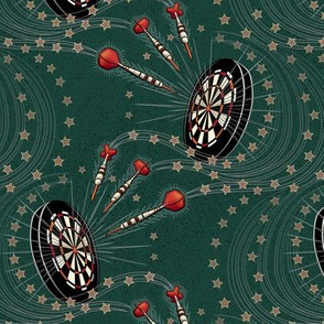 ★ RIGHT IN THE BULL'S EYE ! ★ Forest Green - Small Scale / Collection : Game on ! - Darts & Dartboard Prints