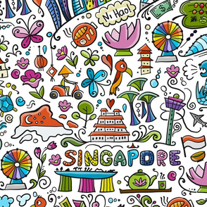     Travel to Singapore. Colorful Pattern
